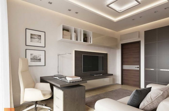 design de escritório no interior de um apartamento de 70 metros quadrados