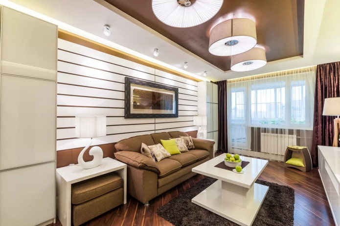 design de sala de estar no interior de um apartamento de 70 metros quadrados