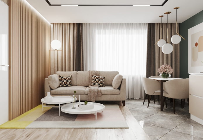 interior de um apartamento de quatro cômodos de 70 metros quadrados