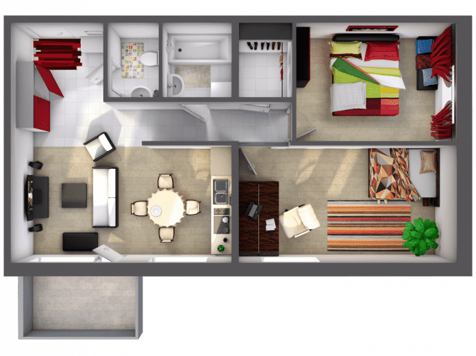 layout de apartamento de 70 metros quadrados