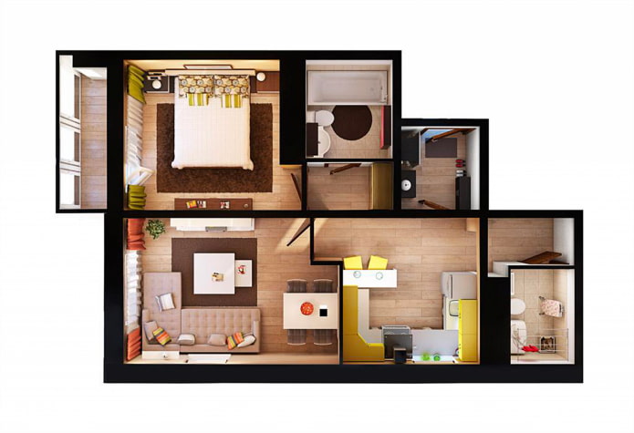 layout de apartamento de 70 quadrados