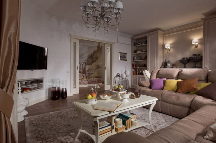 interior de um apartamento de 70 metros quadrados em estilo clássico