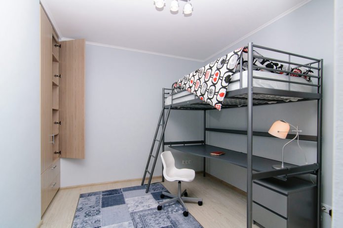 Apartamento de um cômodo de 44 m² com quarto para crianças