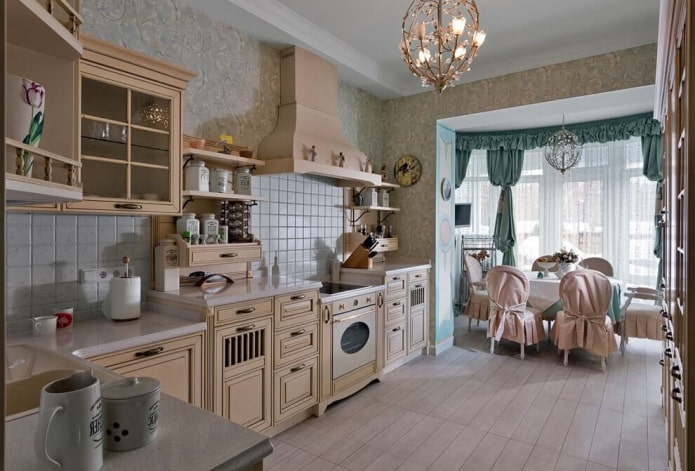 lambrequins na cozinha no estilo provençal