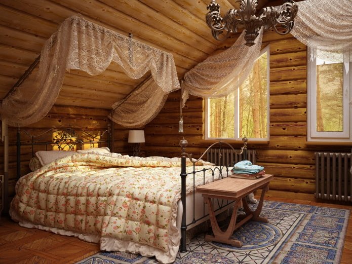 lambrequins no quarto em estilo campestre