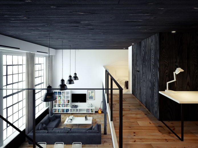 teto preto feito de material laminado