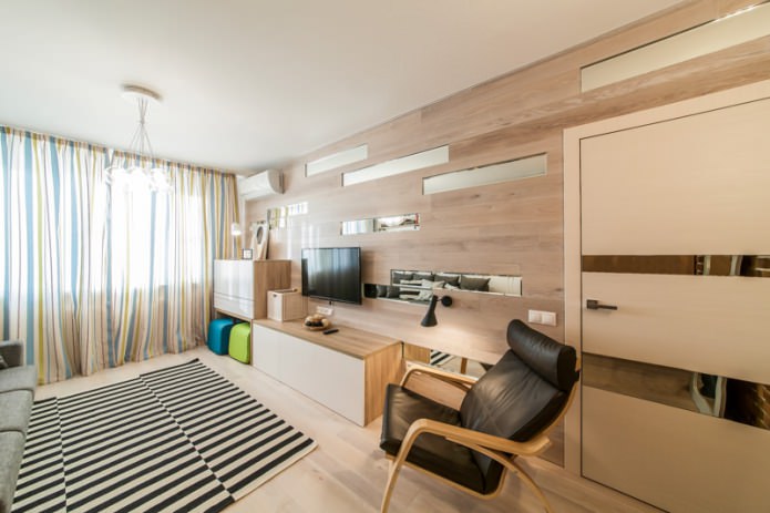 Interior com laminado nas paredes