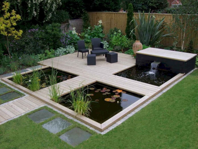 terraço moderno com lago