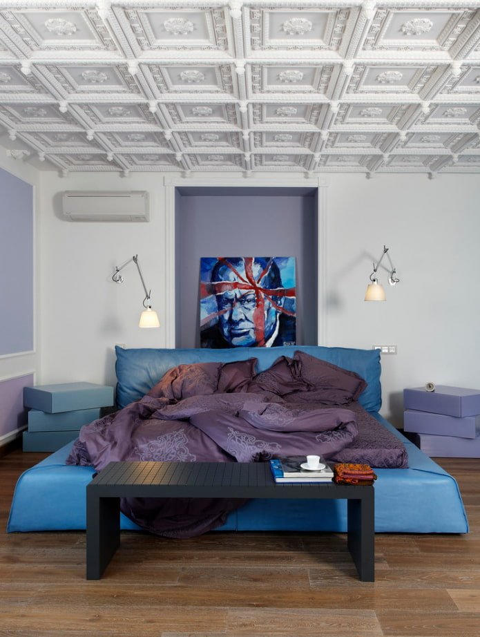 decoração de estuque no teto em estilo moderno