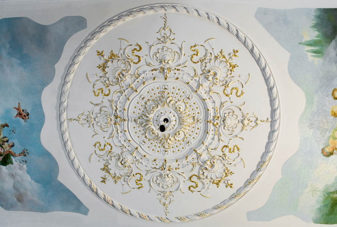 decoração de estuque com pintura no teto