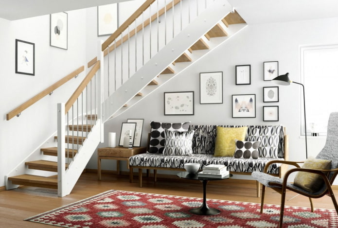 escada em Interior de uma casa em estilo escandinavo
