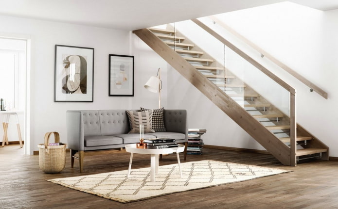 escada no interior de uma casa em estilo escandinavo