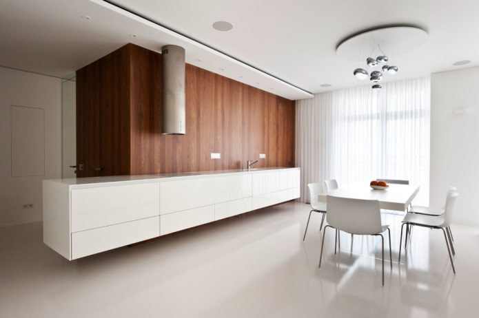 linóleo branco no interior da cozinha