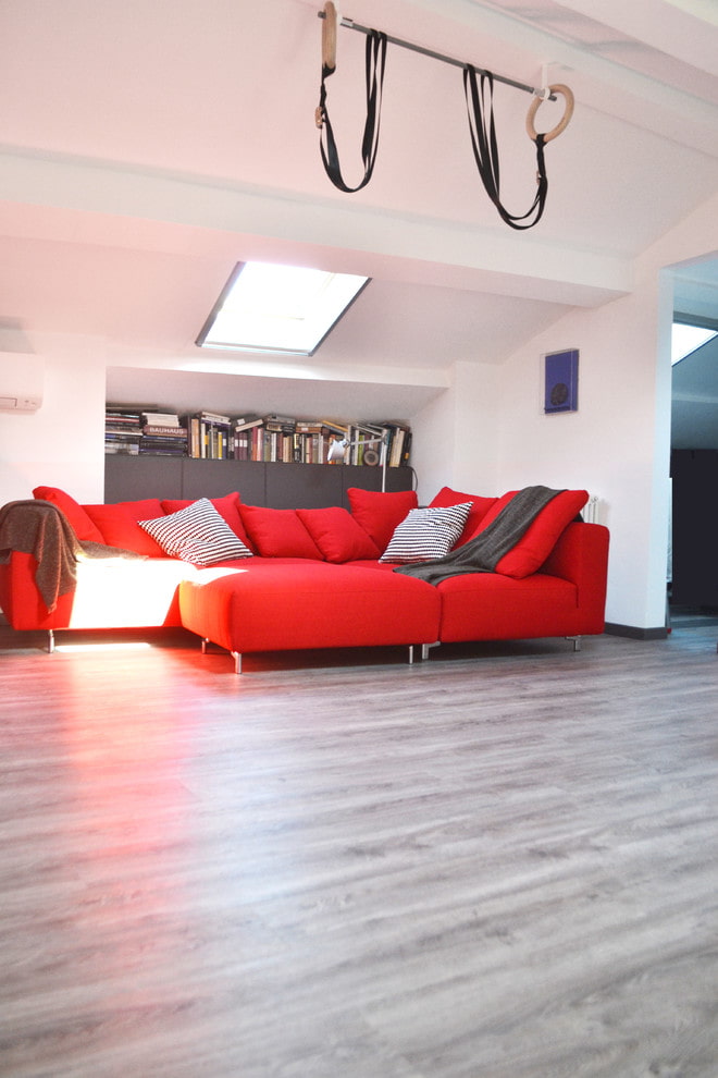 Linóleo cinza com imitação de laminado no interior