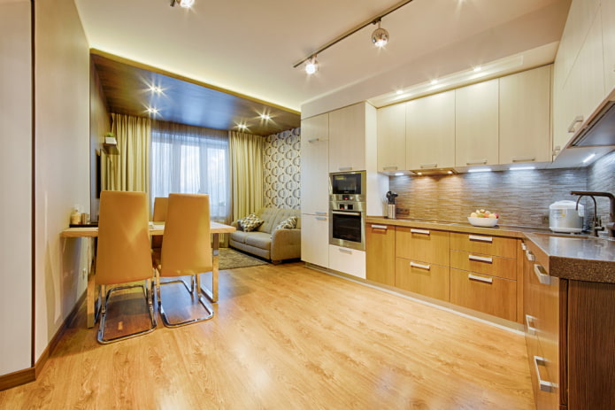 linóleo com imitação de laminado na cozinha