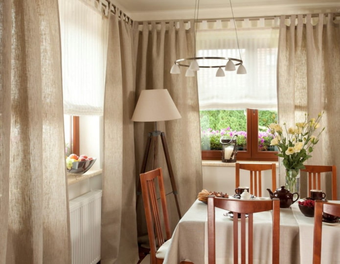 cortinas de linho com laços