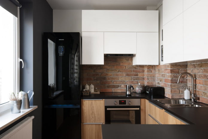design de cozinha em um Khrushchevka no estilo loft