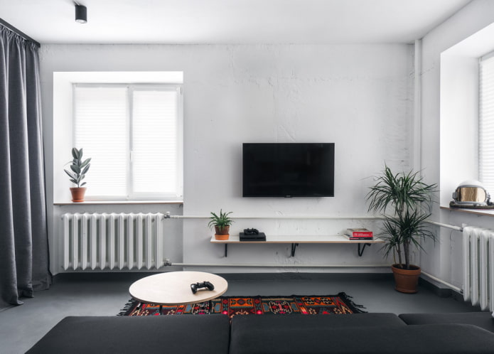 interior de sala de estar em estilo loft branco