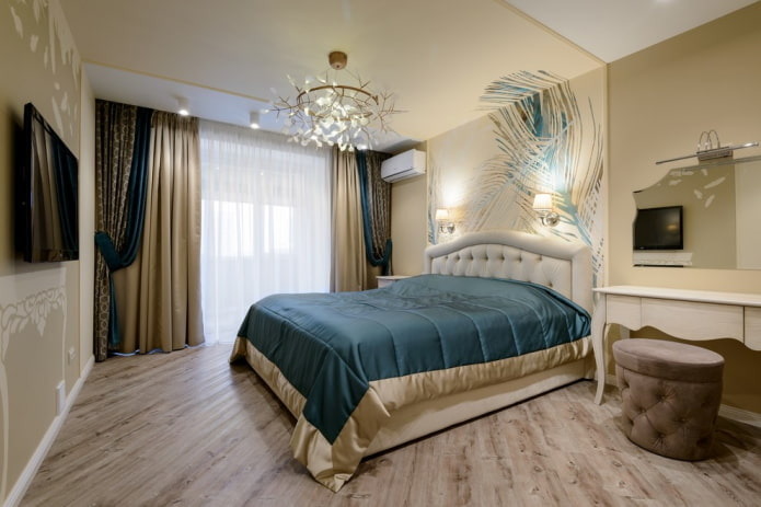 teto falso com lustre no quarto