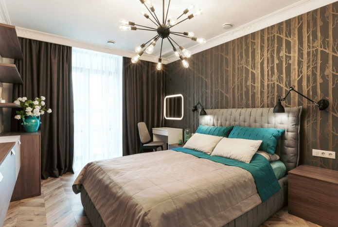 lustre no teto do quarto em estilo moderno estilo