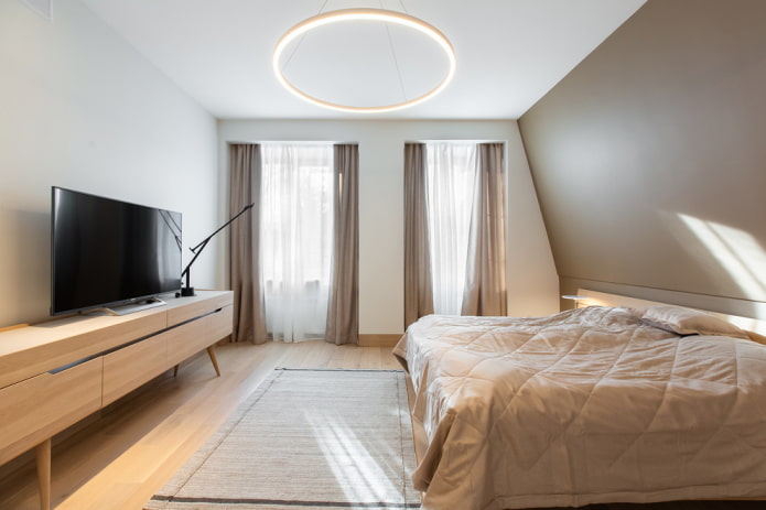 lustre no teto do quarto em estilo moderno