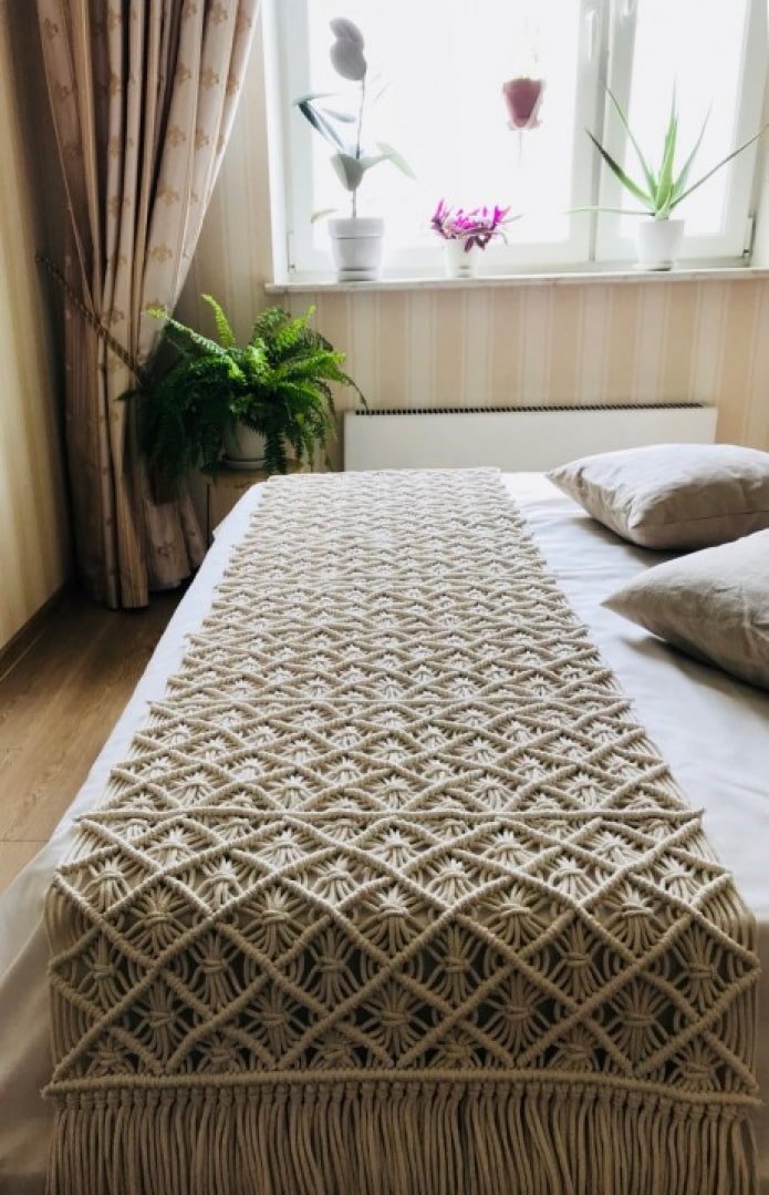 manta de cama de macramê
