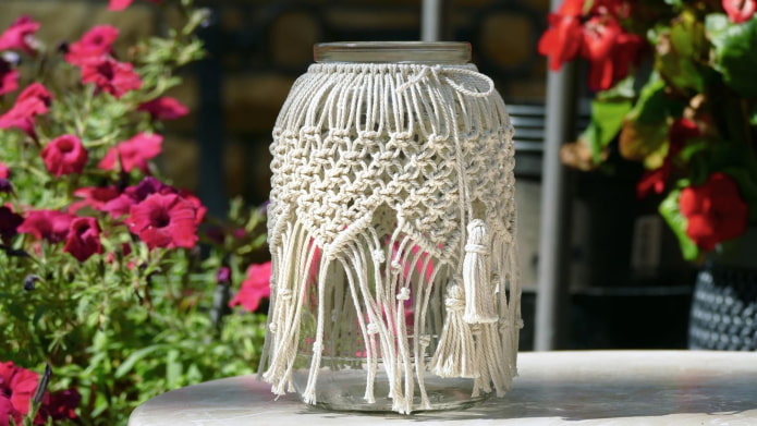 vaso de macramê