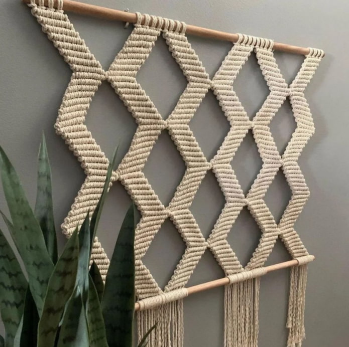 decoração de parede de macramê incomum