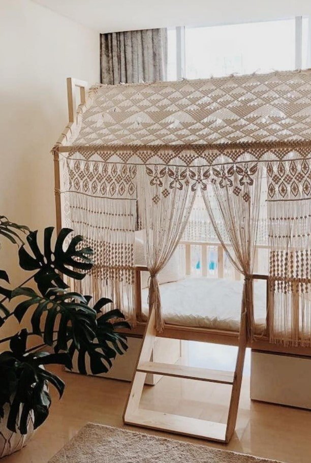 casa de bonecas infantil de macramê