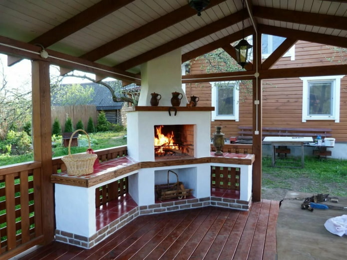 fogão de canto no gazebo