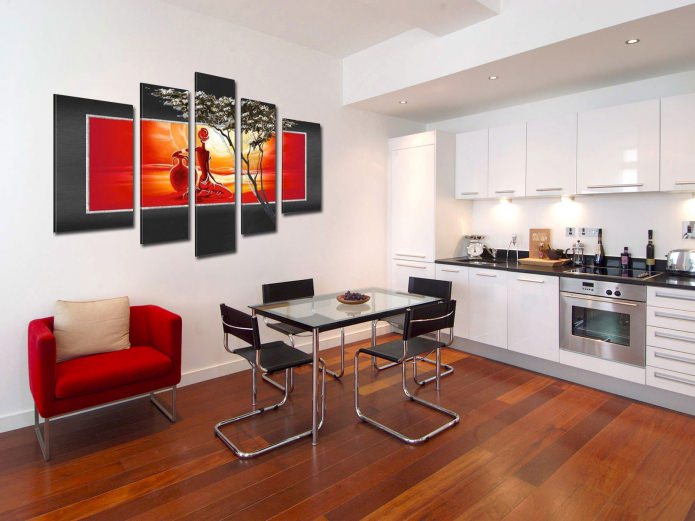 pintura modular moderna no interior da cozinha
