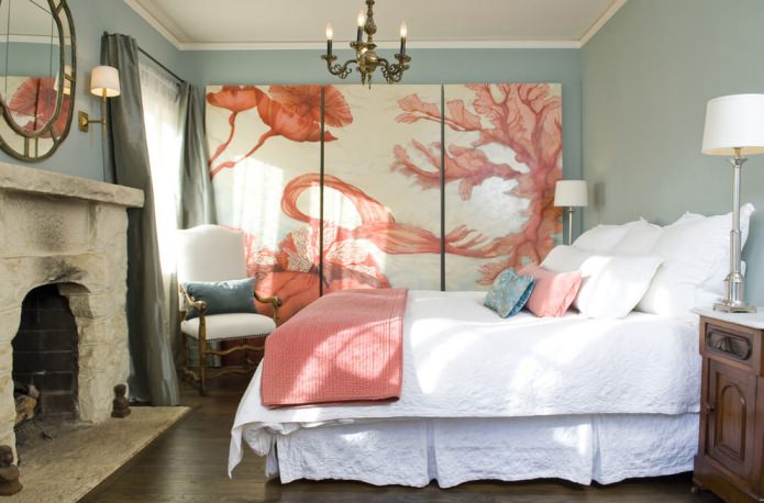 pintura modular em design de quarto