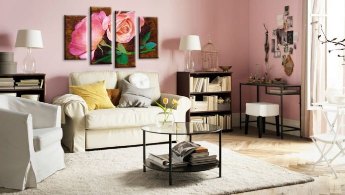 pintura modular em design de sala de estar