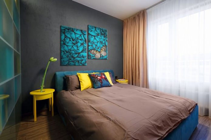 pintura modular moderna no interior do quarto