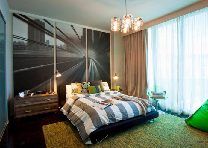 Pintura modular moderna no interior do quarto