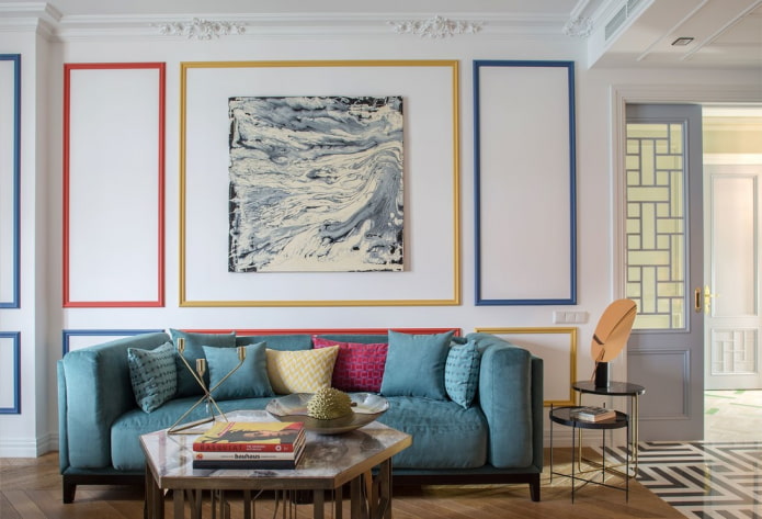 moldagens de parede no interior em estilo moderno