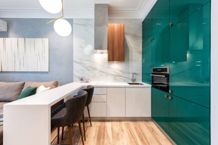 design de cozinha e sala de estar