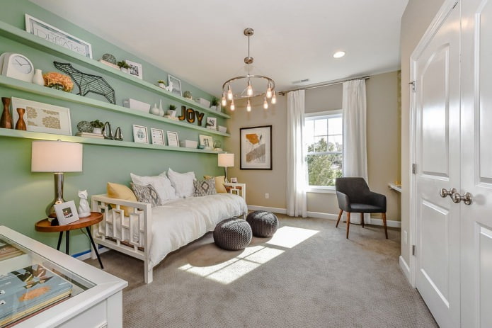 Interior bege e menta