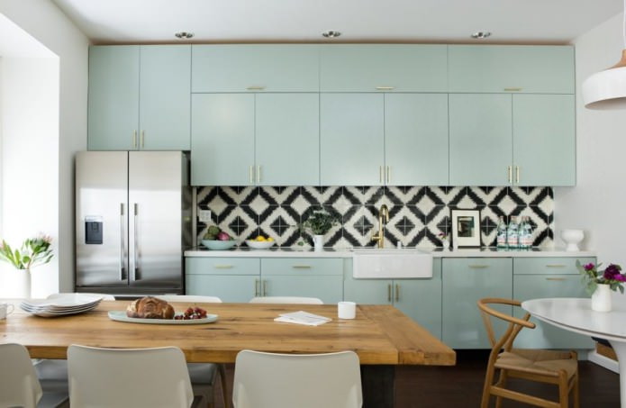 cozinha menta em estilo minimalista