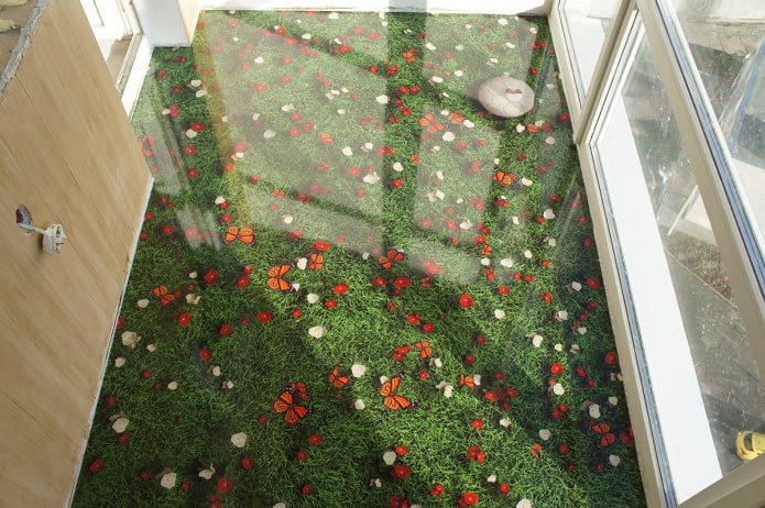 piso verde na varanda