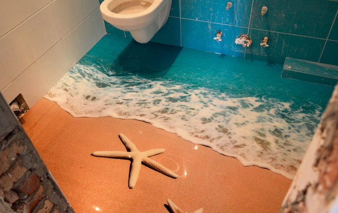 piso epóxi sob a costa marítima