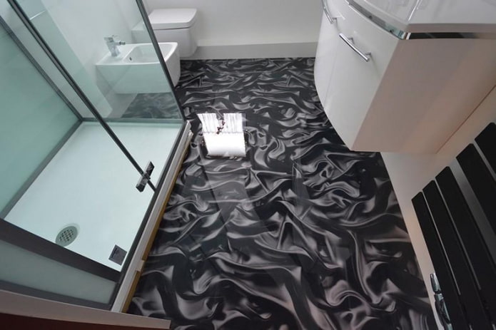 piso preto no banheiro