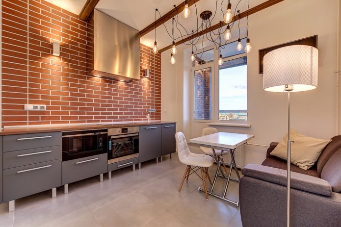 ladrilhos de piso no interior em estilo loft