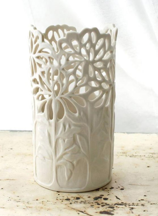 Vaso branco vazado