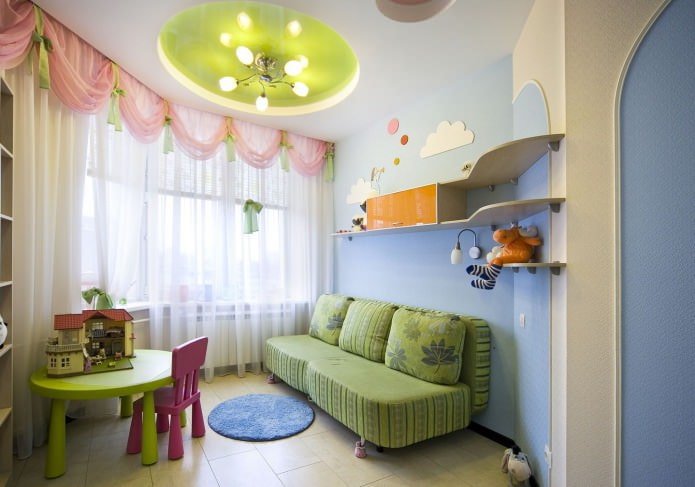 Teto falso em quarto de menina