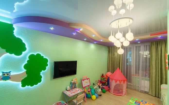 teto falso no quarto das crianças (iluminação)