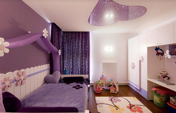 teto falso no interior de um quarto infantil