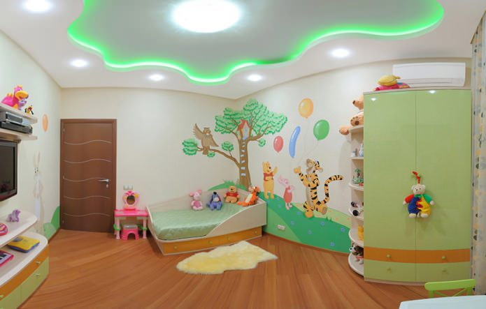 projeto de teto falso no quarto do bebê