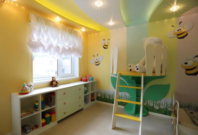 teto falso no interior de um quarto de criança