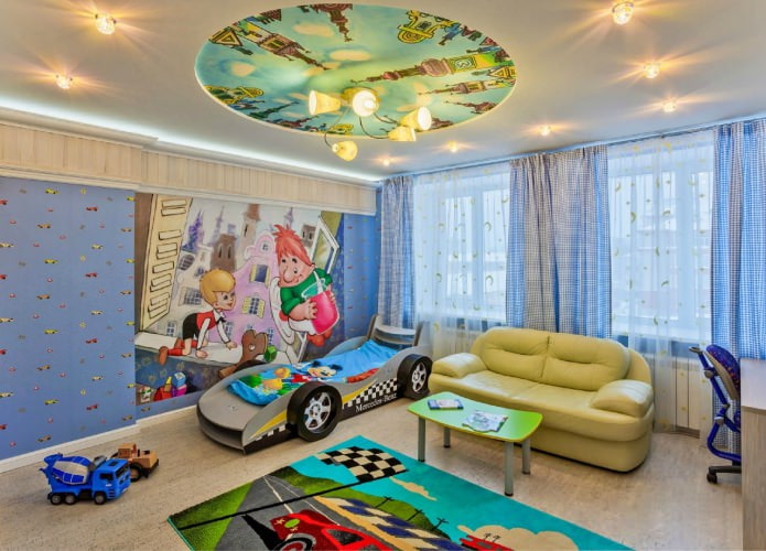 impressão de fotos em teto falso em quarto infantil